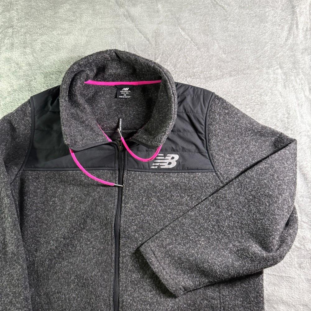 New Balance Fleece Jacket Full Zip Athletic Warm Up Gray Pink 2X